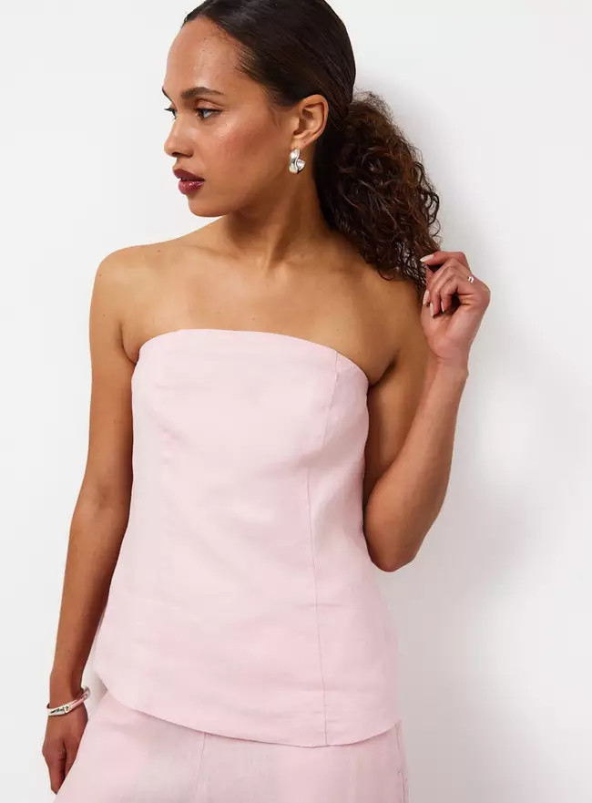 Buy Pink Linen Bandeau Top 12 | Tops | Tu | Tu Clothing
