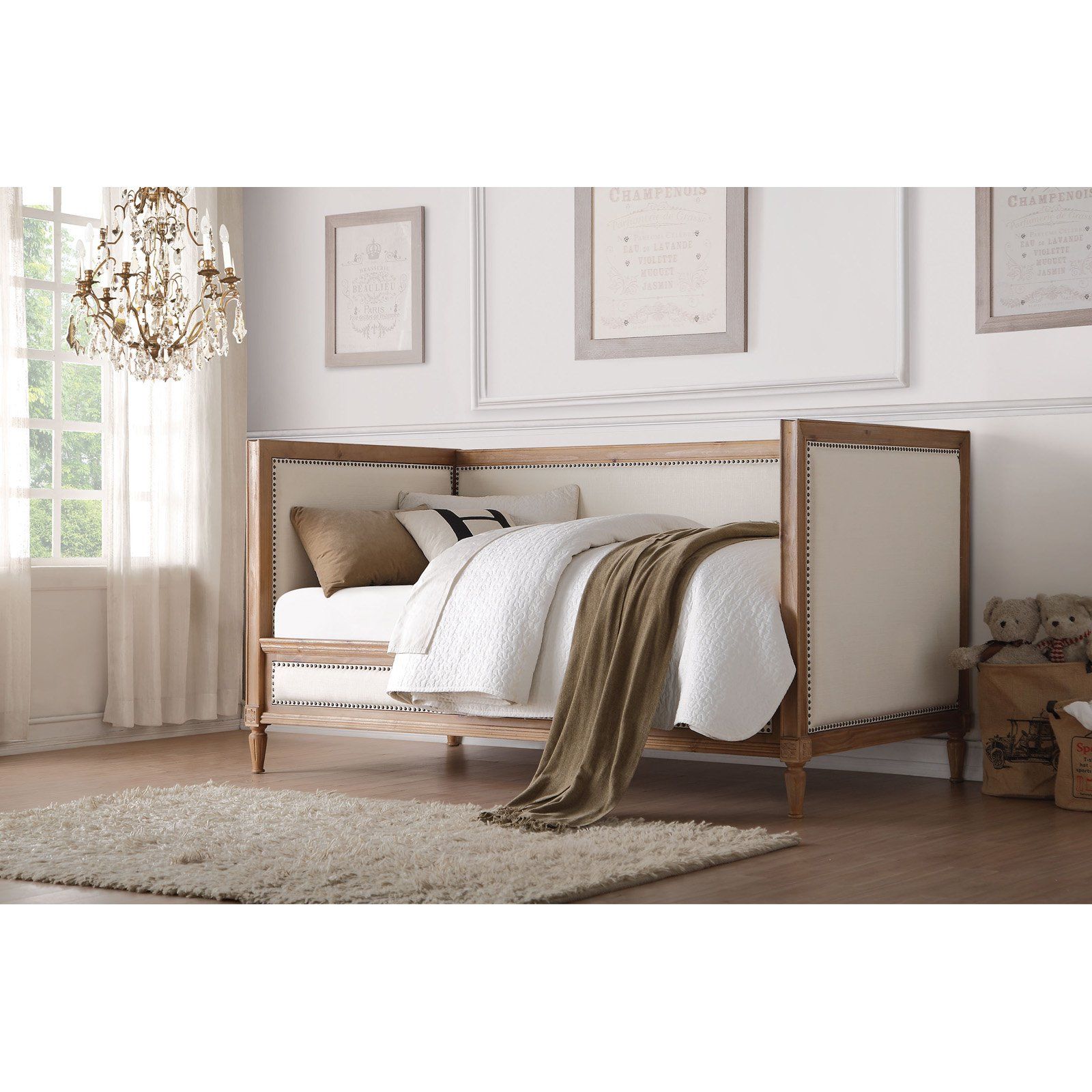 Acme Daybed in Cream and Salvage Oak Finish 39175 | Walmart (US)