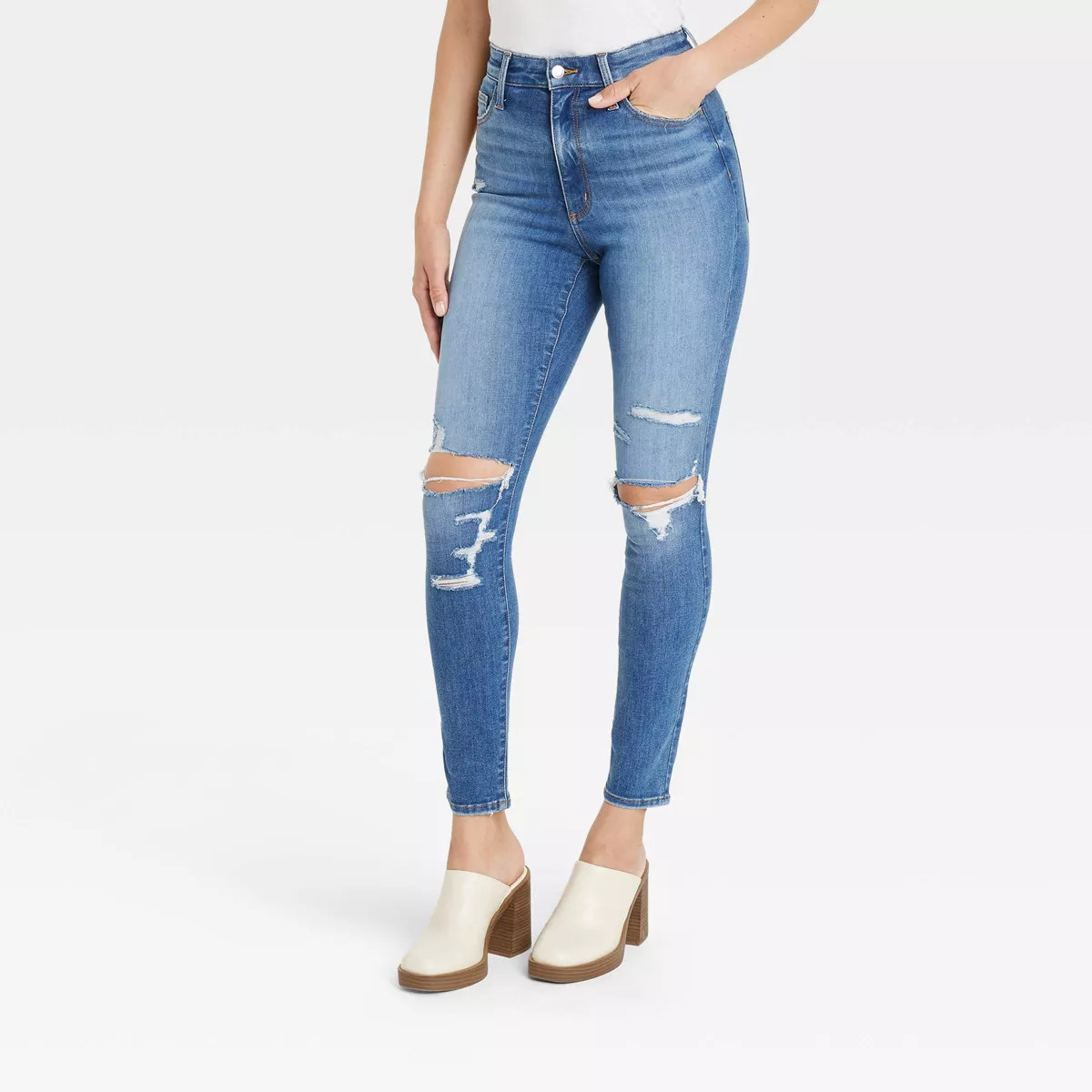 Women's High-Rise Distressed Skinny Jeans - Universal Thread™ Medium Wash 00 | Target