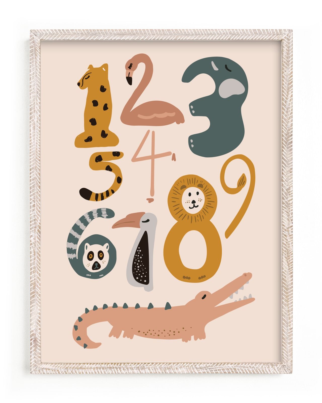 "Safari Friends Numerals" - Open Edition Children's Art Print by Jenna Holcomb. | Minted