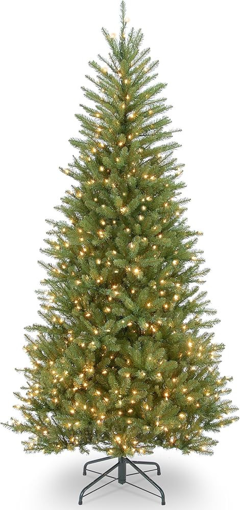 National Tree Company Pre-Lit Artificial Slim Christmas Tree, Green, Dunhill Fir, White Lights, I... | Amazon (US)