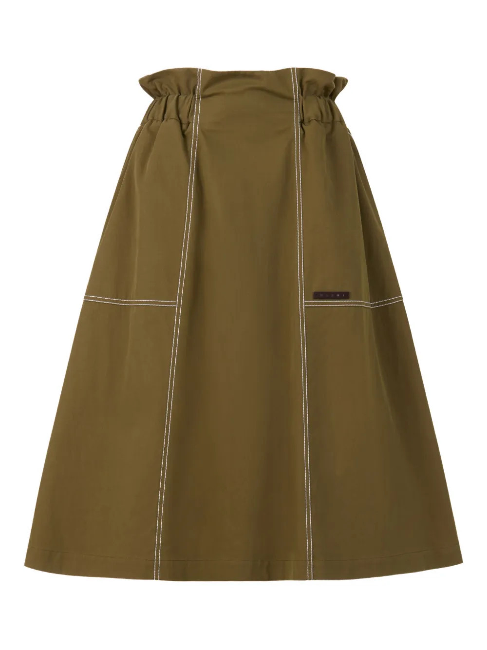 Marni gabardine midi skirt with paper-bag waist - Green | Farfetch Global