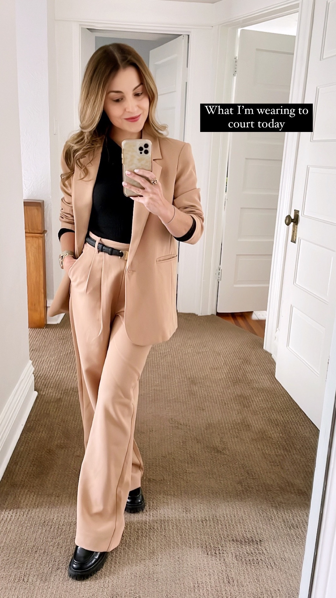 I sized up one size from my usual in the blazer and pants (wearing an XSP and 25S respectively). Shoes are Zara but I’ve linked similar chunky loafers. 

#LTKworkwear