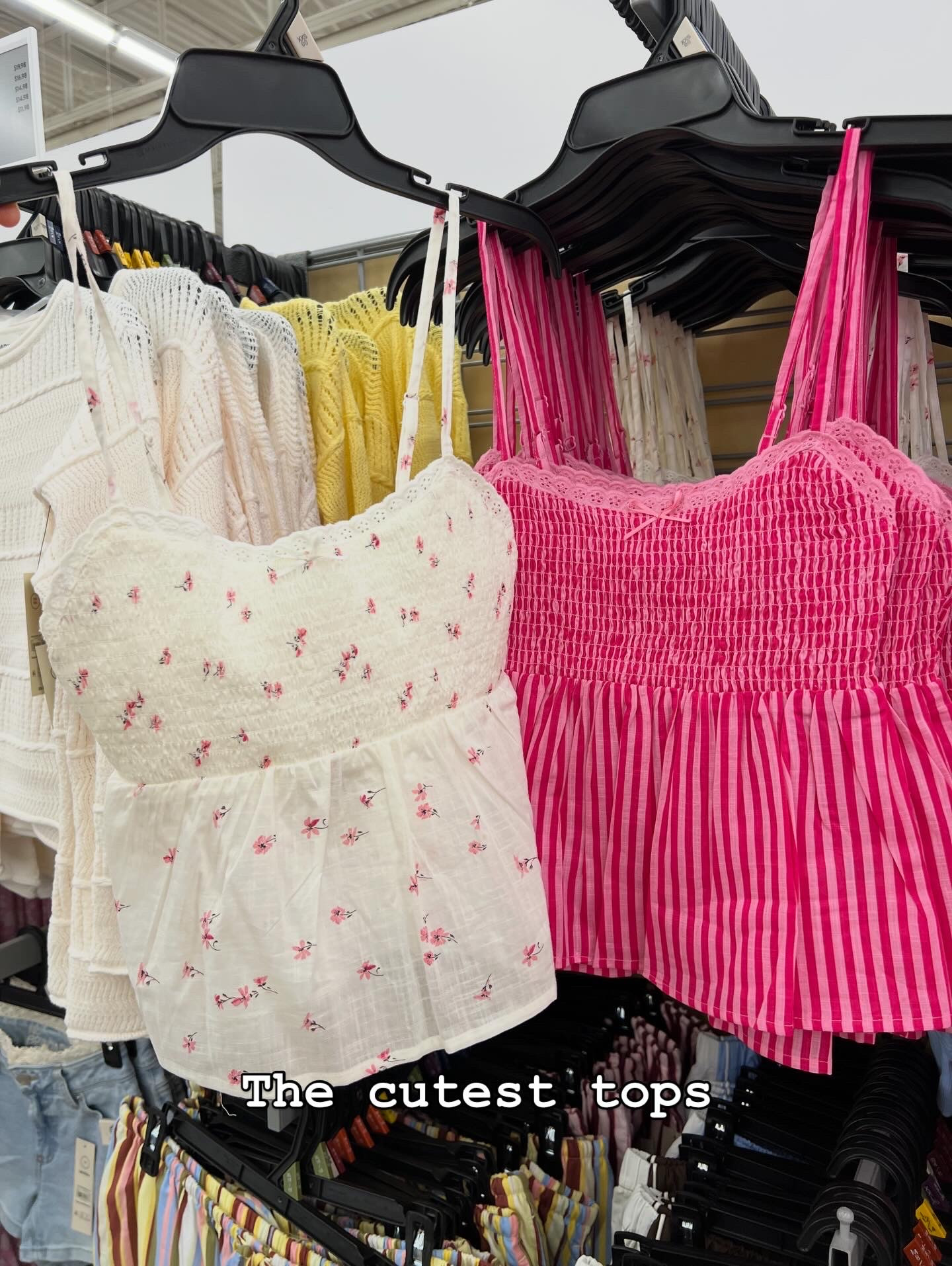Cotton smocked babydoll tops at Walmart 