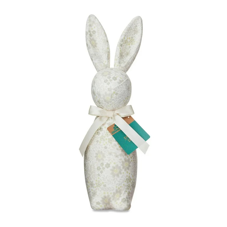 Easter White Floral Bunny Tabletop Decor, 16 in, by Way To Celebrate | Walmart (US)