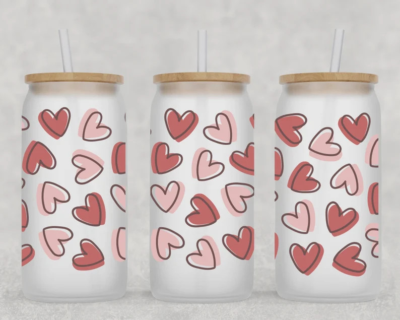 Hearts Valentine's Day Beer Can Glass  Valentines Day Cup - Etsy | Etsy (US)