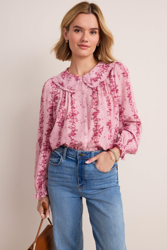 Vicki Floral Bib Collar Blouse | Francesca's