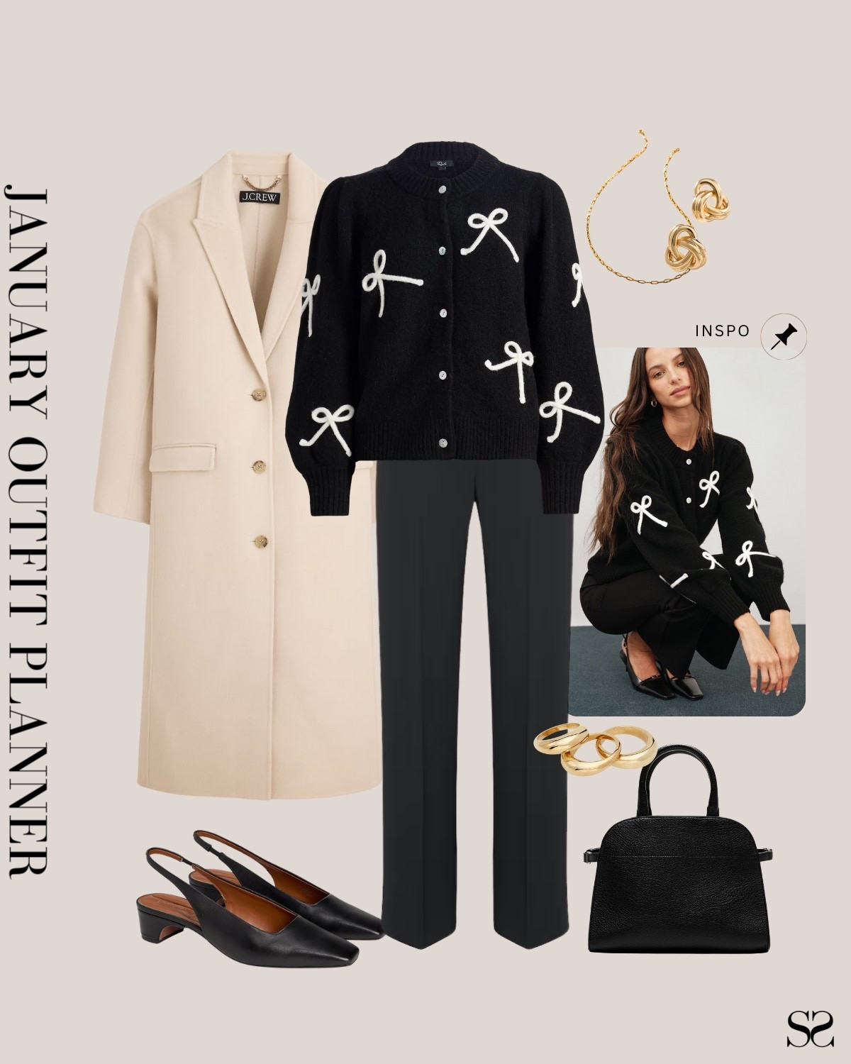 Monthly outfit planner JANUARY: Winter outfits | bow sweater, long coat, trouser pant, sling back heel, office outfit 

#classicstyle #LTKstyletip #winteroutfit #workwear

Image inspo credit: Pinterest 

#LTKWorkwear #LTKgrwm