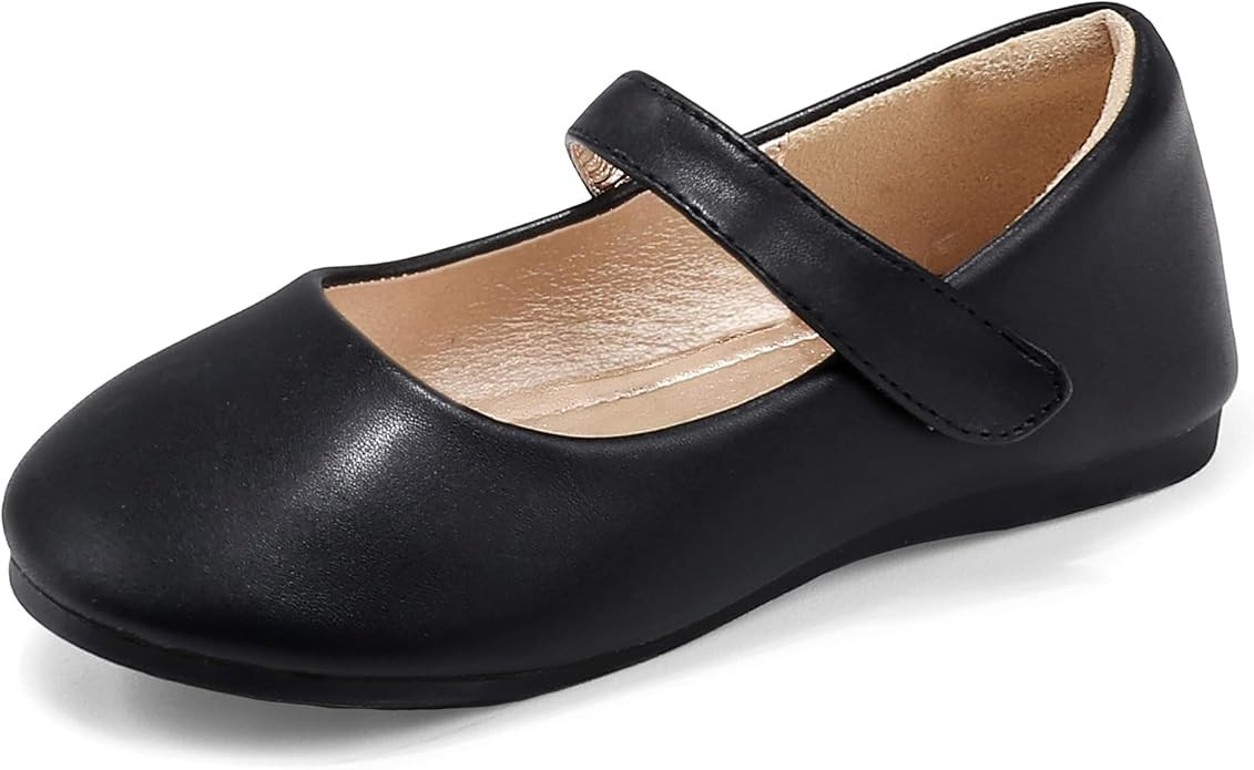 PANDANINJIA Girls Dress Shoes Toddler Flower Girl Kids Mary Jane Shoes Ballet Flats School Weddin... | Amazon (US)