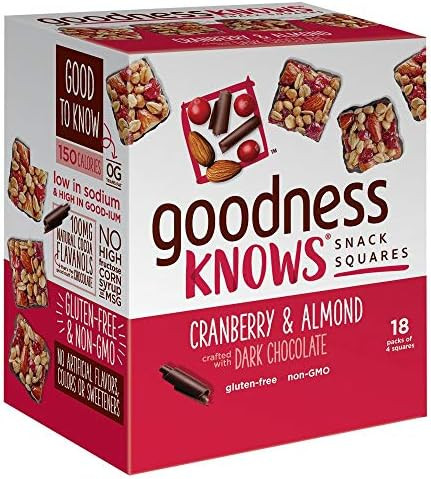 goodnessknows Snack Bars, Cranberry Almond, 18 Count | Amazon (US)
