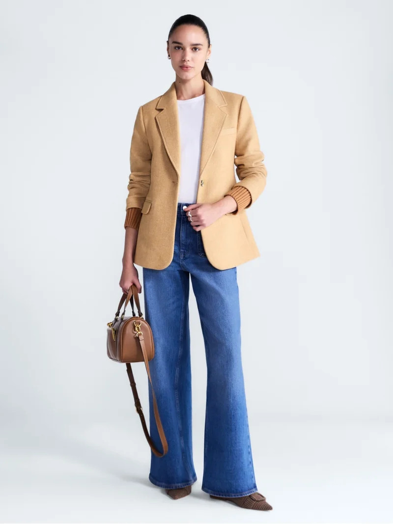 Free Assembly Women's and Women's Plus Single-Breasted Blazer with Ribbed Cuffs, Sizes XS-4X | Walmart (US)