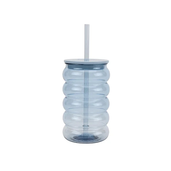 Just Feed Me by Jessie James Decker 18oz Bubble-Ribbed Tumbler with Straw, Blue | Walmart (US)