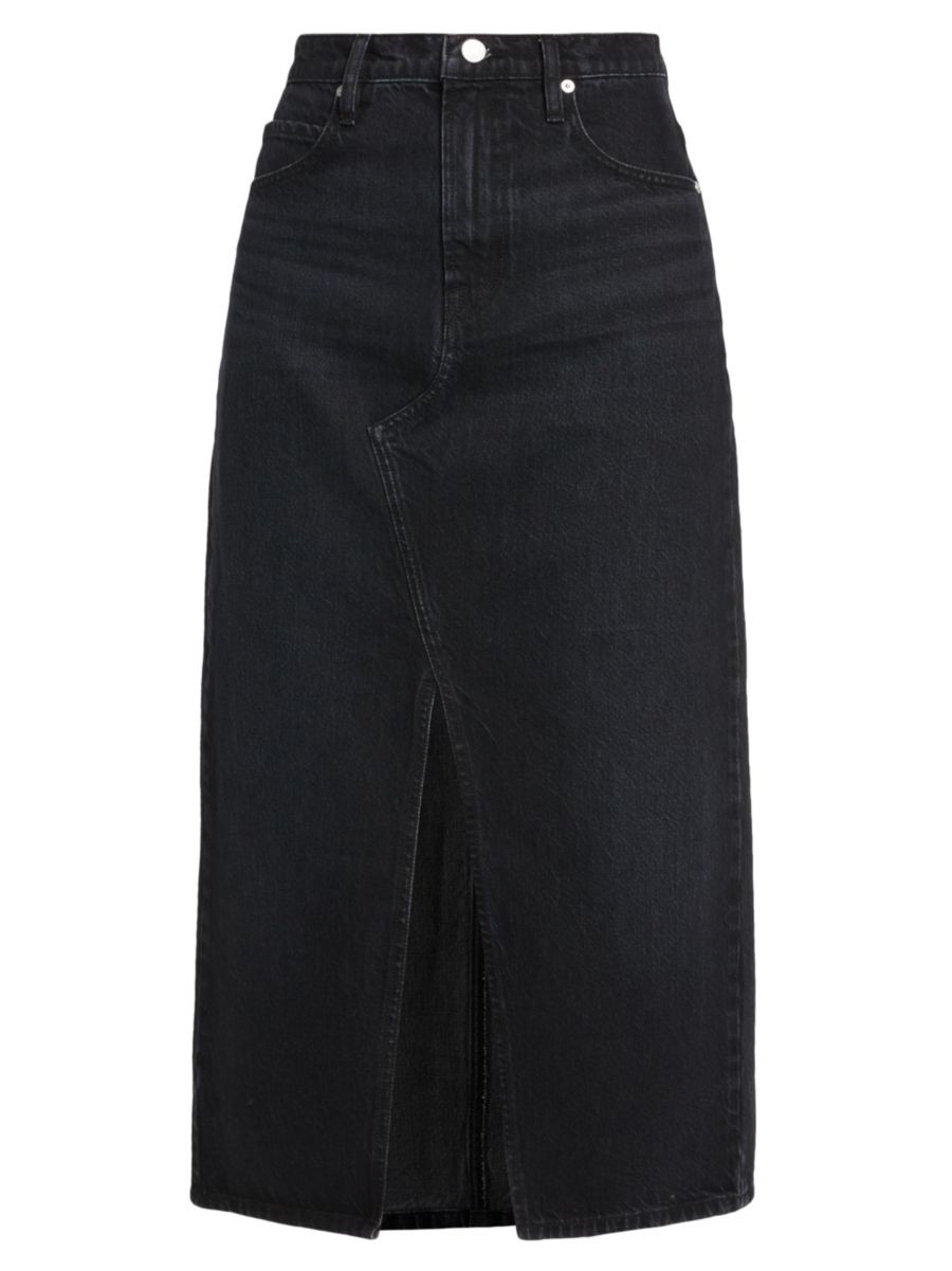 Shop Frame Denim Midi-Skirt | Saks Fifth Avenue | Saks Fifth Avenue