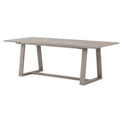 Cody Coastal Beach Angled Base Rectangular Grey Teak Outdoor Dining Table - 86.5"W | Kathy Kuo Home