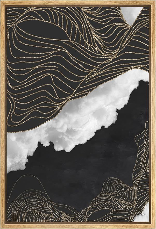 SIGNFORD Canvas Print Wall Art Black Gold Geometric Granite Nature Abstract Illustrations Modern ... | Amazon (US)