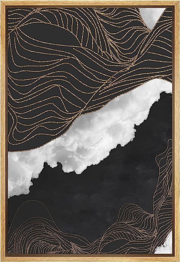 SIGNFORD Canvas Print Wall Art Black Gold Geometric Granite Nature Abstract Illustrations Modern ... | Amazon (US)