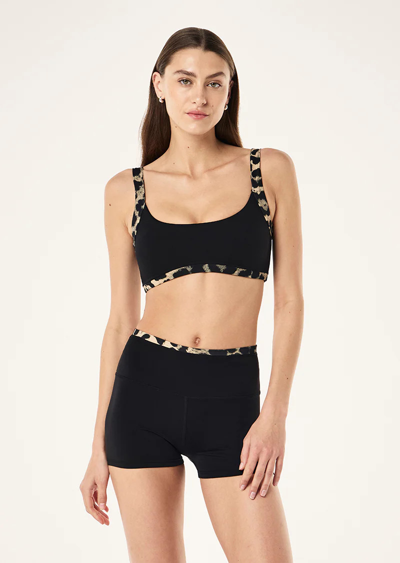 VIVID SPORTS BRA IN BLACK & LEOPARD | P.E Nation AU