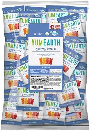 YumEarth Gluten Free Gummy Bears, Assorted Flavors, 0.7 Ounce Snack Packs, 43 pack - Allergy Frie... | Amazon (US)