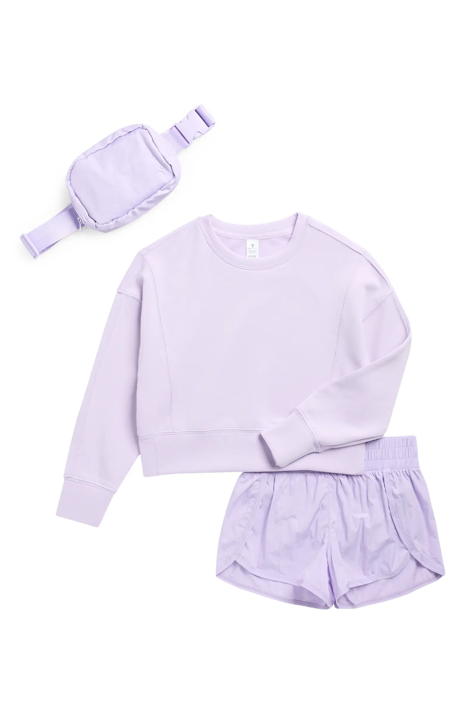 Kids' Sweatshirt, Running Shorts & Belt Bag Set | Nordstrom Rack