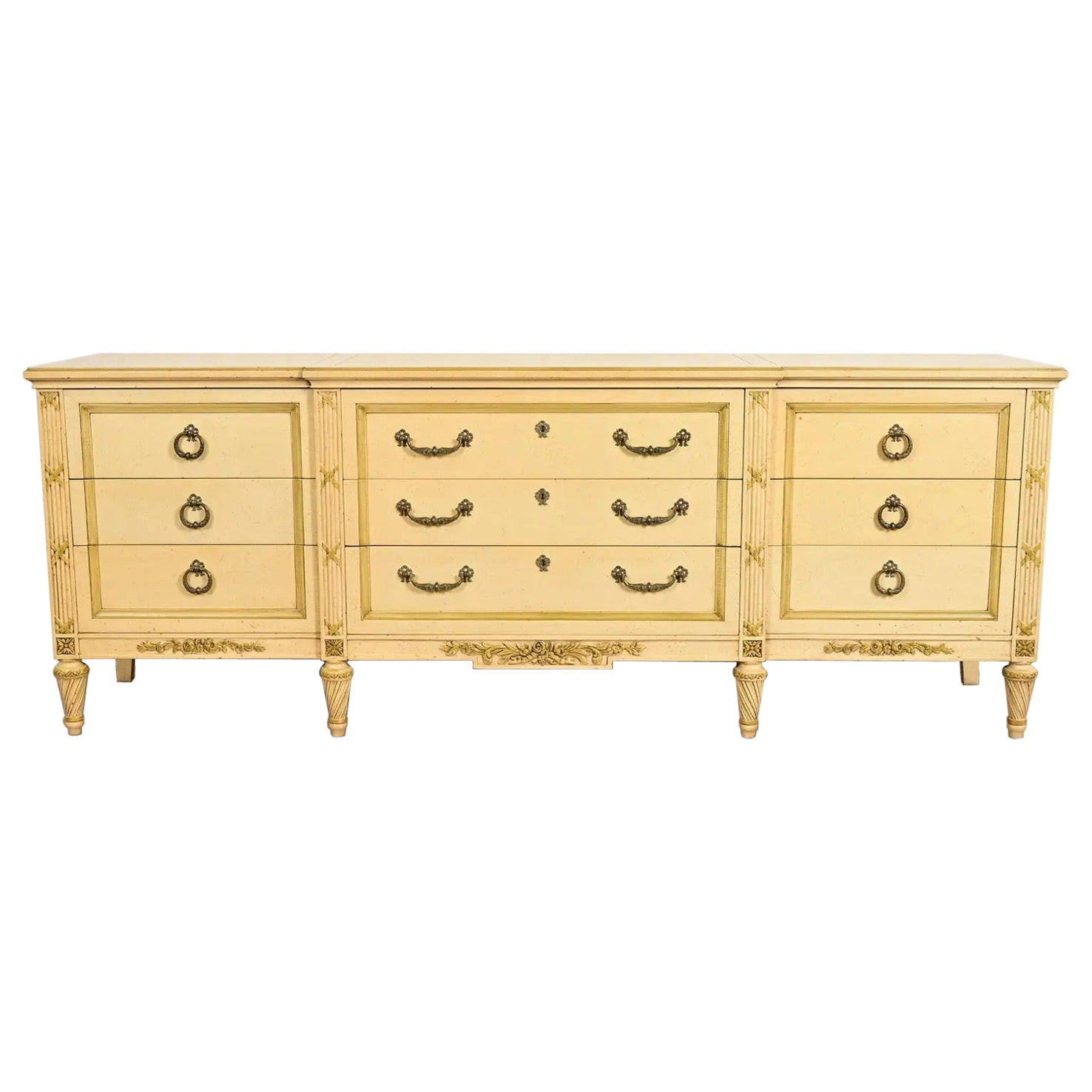 Henredon French Regency Louis XVI Cream Lacquered Triple Dresser, Circa 1960s | 1stDibs