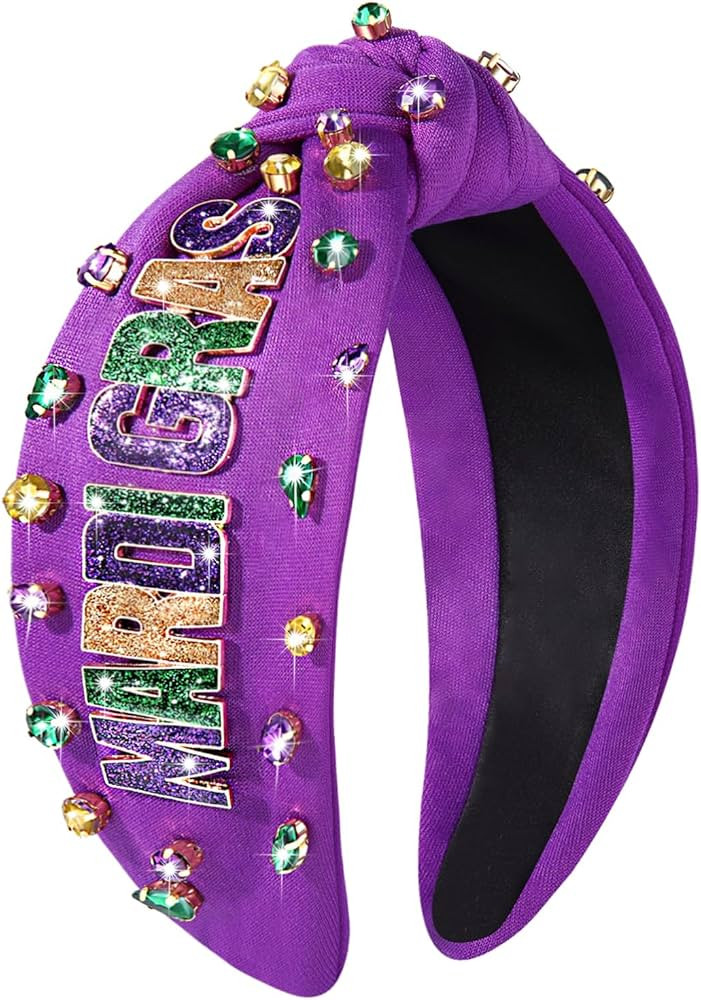 NVENF Mardi Gras Headbands for Women Crown Mask Headband Green Purple Yellow Rhinestone Jeweled K... | Amazon (US)