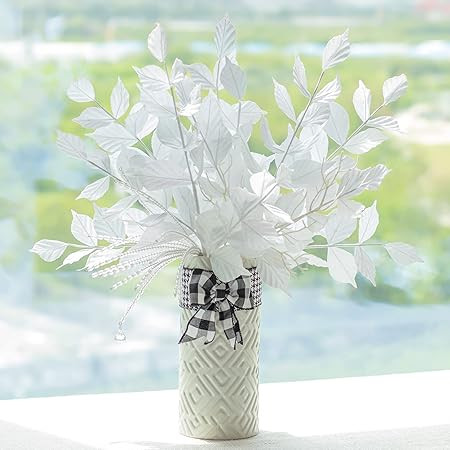 KI Store White Christmas Picks Spray Set of 6 Christmas Leaf Floral Stem for Christmas Tree Decor... | Amazon (US)