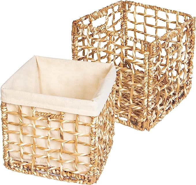 WERORA - Wicker Storage Baskets for Shelves, 2 Packs Water Hyacinth Storage Baskets with Handles,... | Amazon (US)