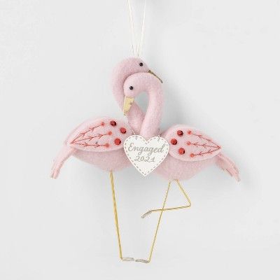 Plush Flamingo Engaged Christmas Tree Ornament - Wondershop™ | Target
