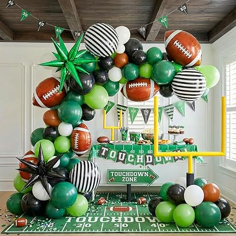 Football Balloon garland arch kit Dark green Brown black balloon large mylar star for sport theme... | Amazon (US)