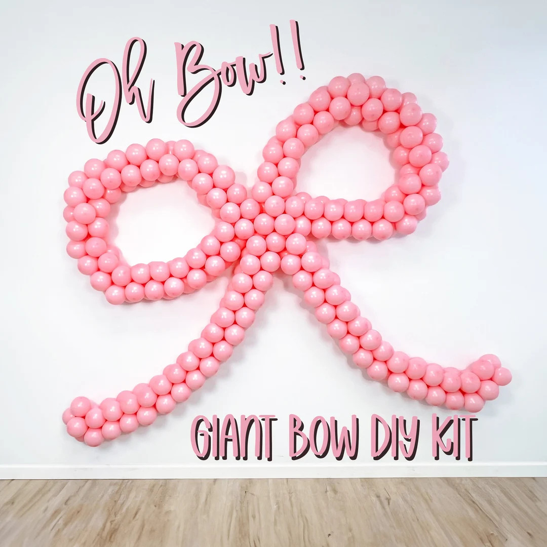 Pink Balloon Bow Giant Pink Balloon Bow DIY Kit Baby Shower Decor Coquette Birthday Pink Bow Part... | Etsy (US)