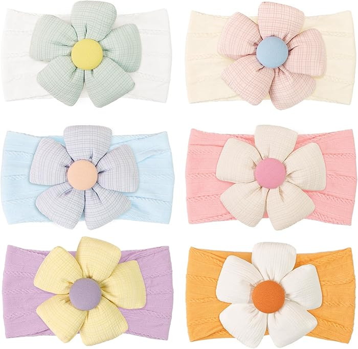 CÉLLOT Baby Flower Headbands Baby Girls Flower Bows Nylon Head Wear Hair Accessories for Newborn... | Amazon (US)