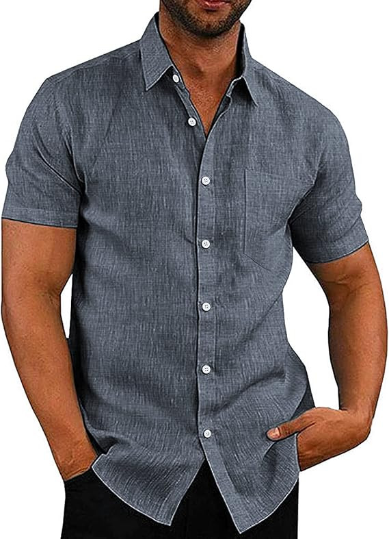 COOFANDY Men's Casual Button Down Shirts Short Sleeve Linen Shirts Summer Beach Dress Shirt | Amazon (US)