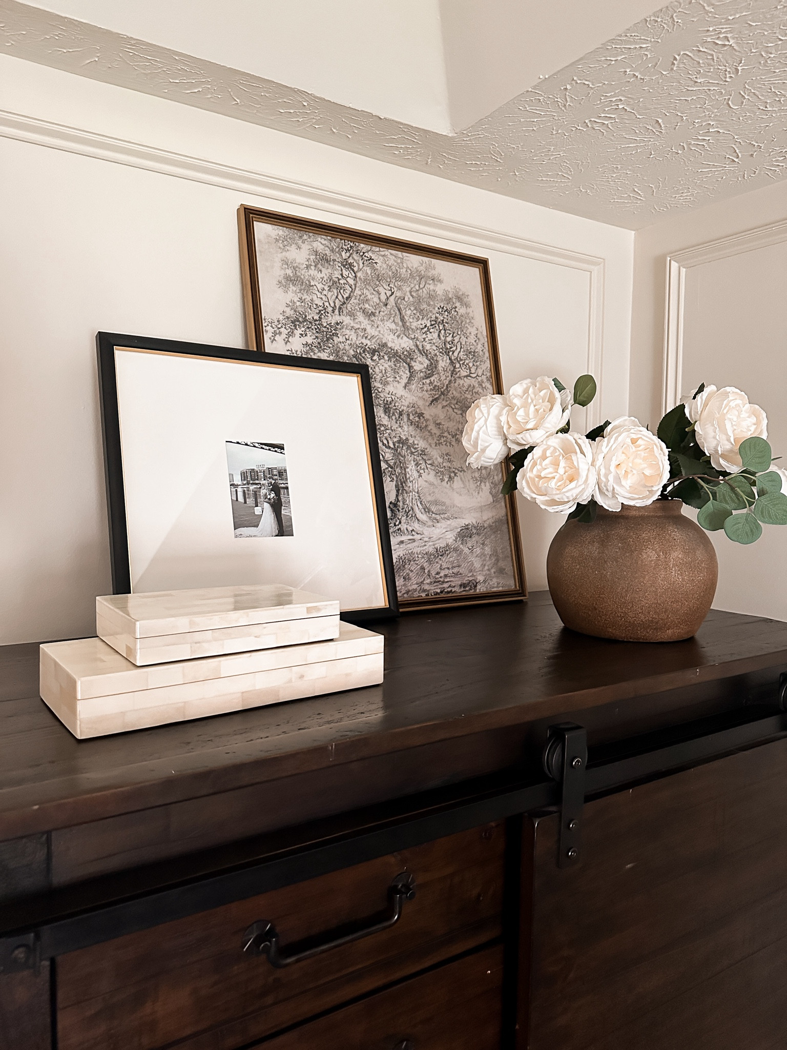 Dresser styling! 

Etsy print & frame 18x24 
Cabbage roses and vase from Hobby Lobby, but linked similar 
Frame 15x15 
Box sizes 6x8x1.5 inch & 12x6x2 inch

#LTKstyletip #LTKxTarget #LTKhome