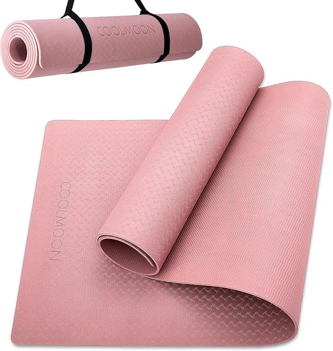 COOLMOON 1/4 Inch Extra Thick Yoga Mat Double-Sided Non Slip,Yoga Mat For Women and Men,Fitness M... | Amazon (US)