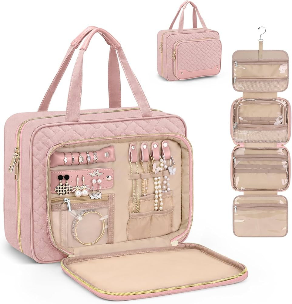 Wedama Toiletry Bag for Women, Hanging Travel Toiletry Bag with Jewelry Organizer Compartment Lar... | Amazon (US)