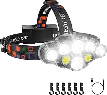 MAFSEUT Rechargeable Headlamp, 8 LED 18000 High Lumen Bright Headlamp with Red Light, IPX4 Waterp... | Amazon (US)