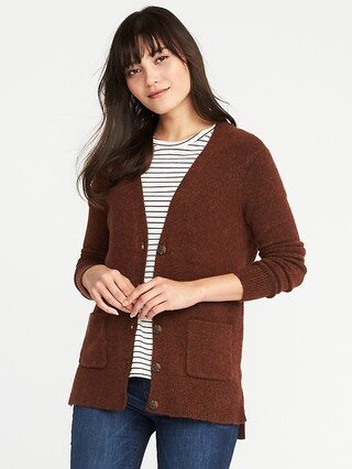 Old Navy Womens Brushed-Yarn Boyfriend Cardi For Women Rusty Size L | Old Navy US