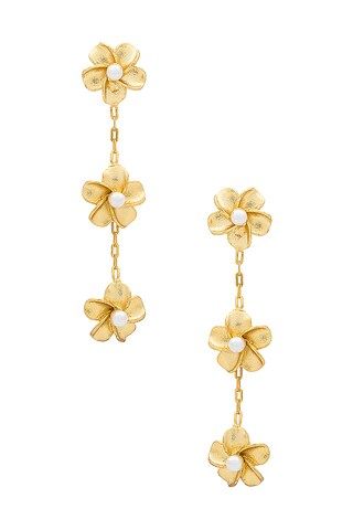 SHASHI Flower Drop Earring in Gold & Pearl from Revolve.com | Revolve Clothing (Global)