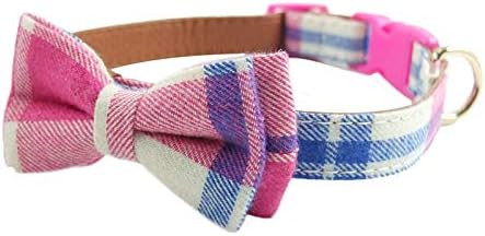 Dog Collar Bow Tie - Adorable Plaid Sturdy Soft Material&Leather Dog Collars for Small Medium Lar... | Amazon (US)