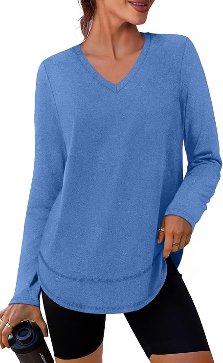 XIEERDUO Womens Workout Tops Long Sleeve Sun Protection Dry Fit Running Gym | V Neck, Uv Sun Prot... | Amazon (US)