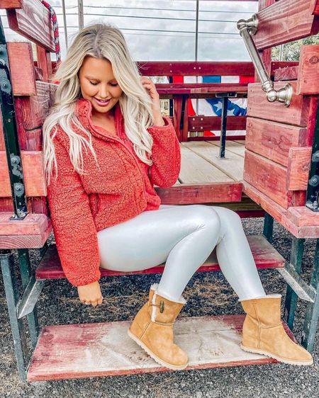 Sherpa season is my favorite! I love this bright coral color. Pair with white faux leather leggings for a fun fall outfit! 

#LTKstyletip #LTKfindsunder100 #LTKshoecrush