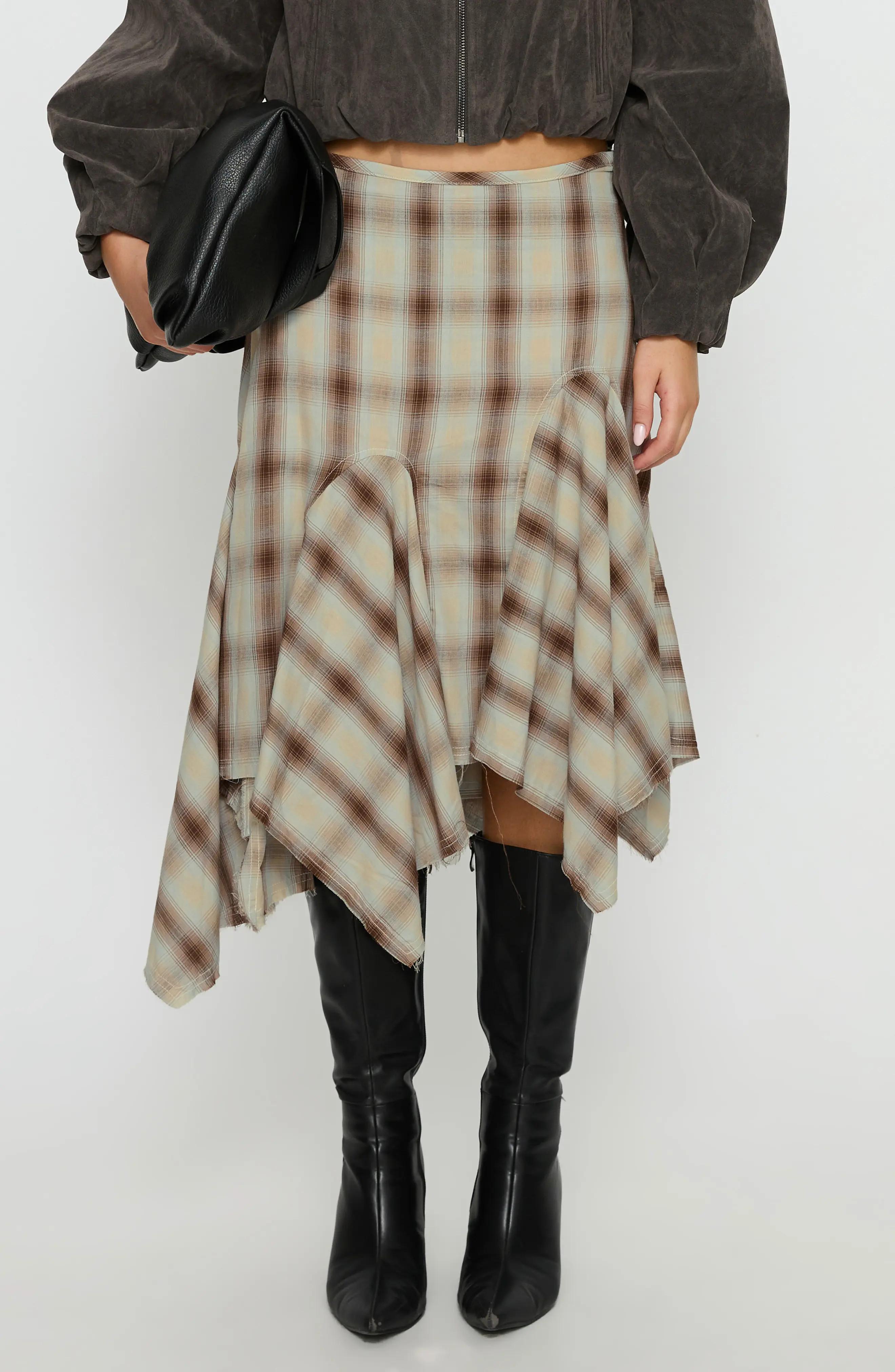 Princess Polly Toshie Asymmetric Plaid Midi Skirt (Women) | Nordstrom | Nordstrom