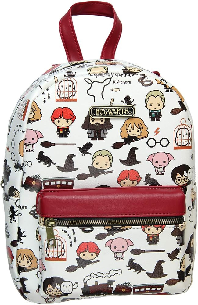 Harry Potter Allover Chibi Character Pattern Faux Leather Tote Bag Mini Backpack | Amazon (US)