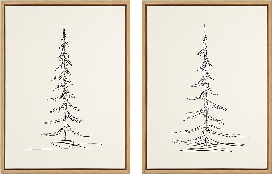 Amazon.com: Kate and Laurel Sylvie Minimalist Evergreen Trees Sketch 1 and Minimalist Evergreen T... | Amazon (US)