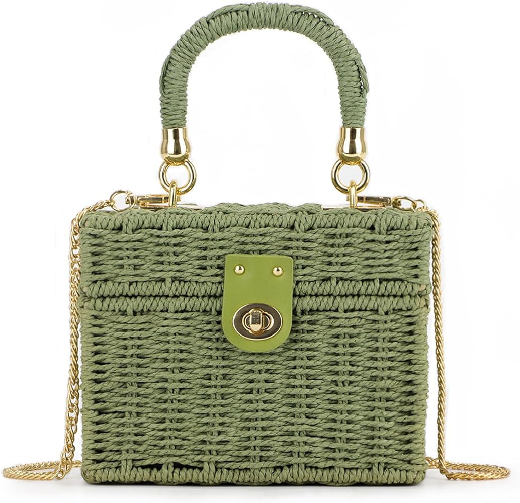 KUANG! Handwoven Rattan Bag for Women Woven Straw Square Crossbody Bag Vintage Basket Purse Beach... | Amazon (US)
