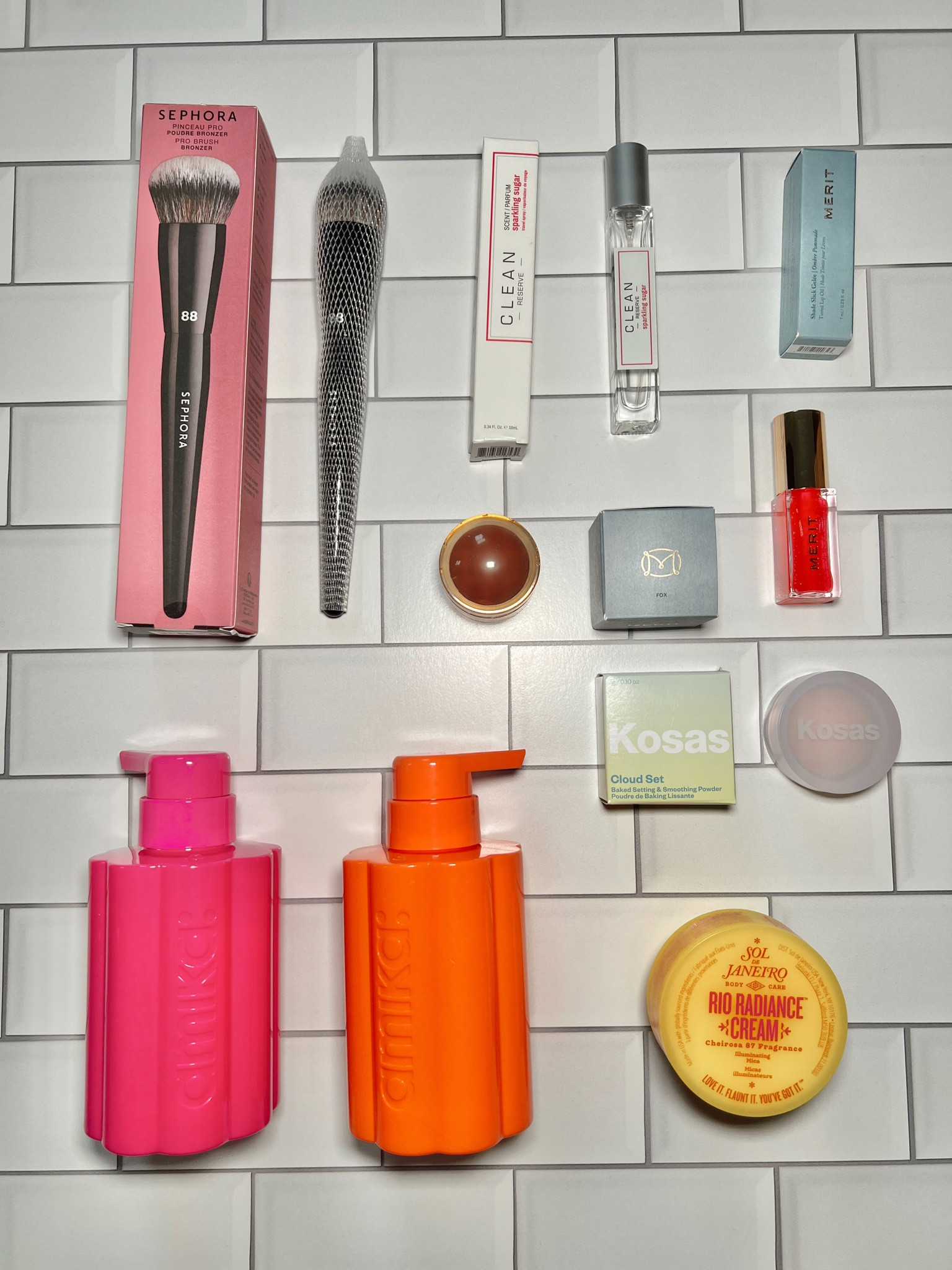 My first Sephora sale order is in! I got a cream bronzer brush, a travel sized purse perfume, merit cream blush and lip oil, a mini Kosas cloud set, refillable Amika shampoo and conditioner (how cute are those bottles) and the new Sol de Janeiro body cream. 

#LTKunder50 #LTKbeauty #LTKBeautySale