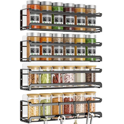 Spice Rack Wall Mounted 4 Pack, Space-Saving Spice Organizer For Spice Jars And Seasonings,Screw Or Adhesive Hanging Spice Rack Organizer | Wayfair North America