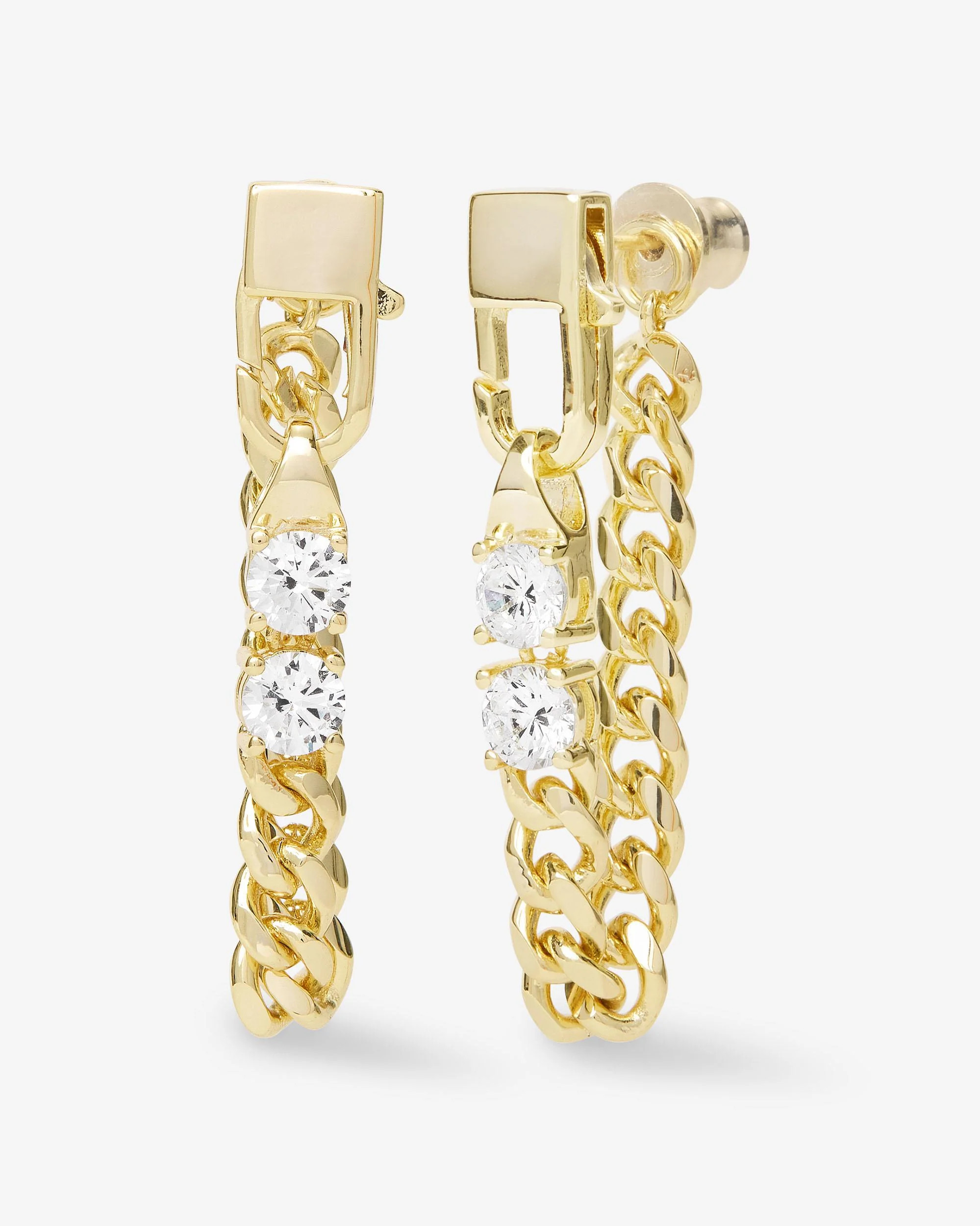 Julian Loves Diamonds Soft Chain Hoops - Gold|White Diamondettes | Melinda Maria Jewelry