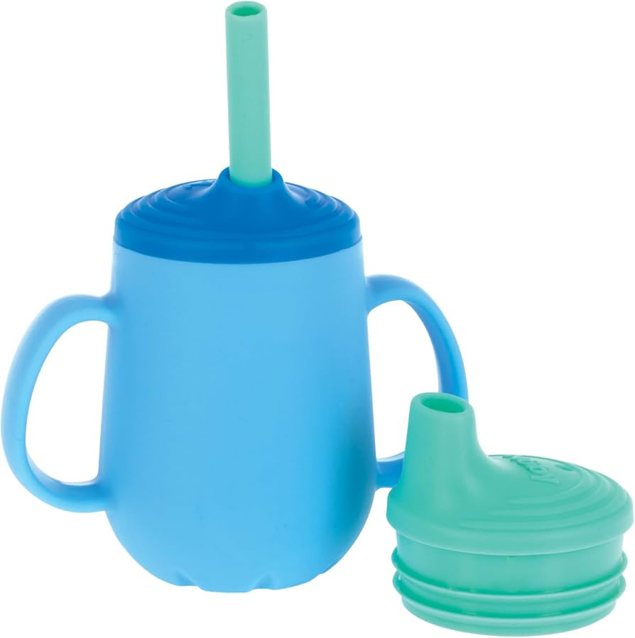 Nuby 3-Stage Training Cup Set - Silicone Tumbler with Spout and Straw Combo - 4 oz - 6+ Months - ... | Amazon (US)