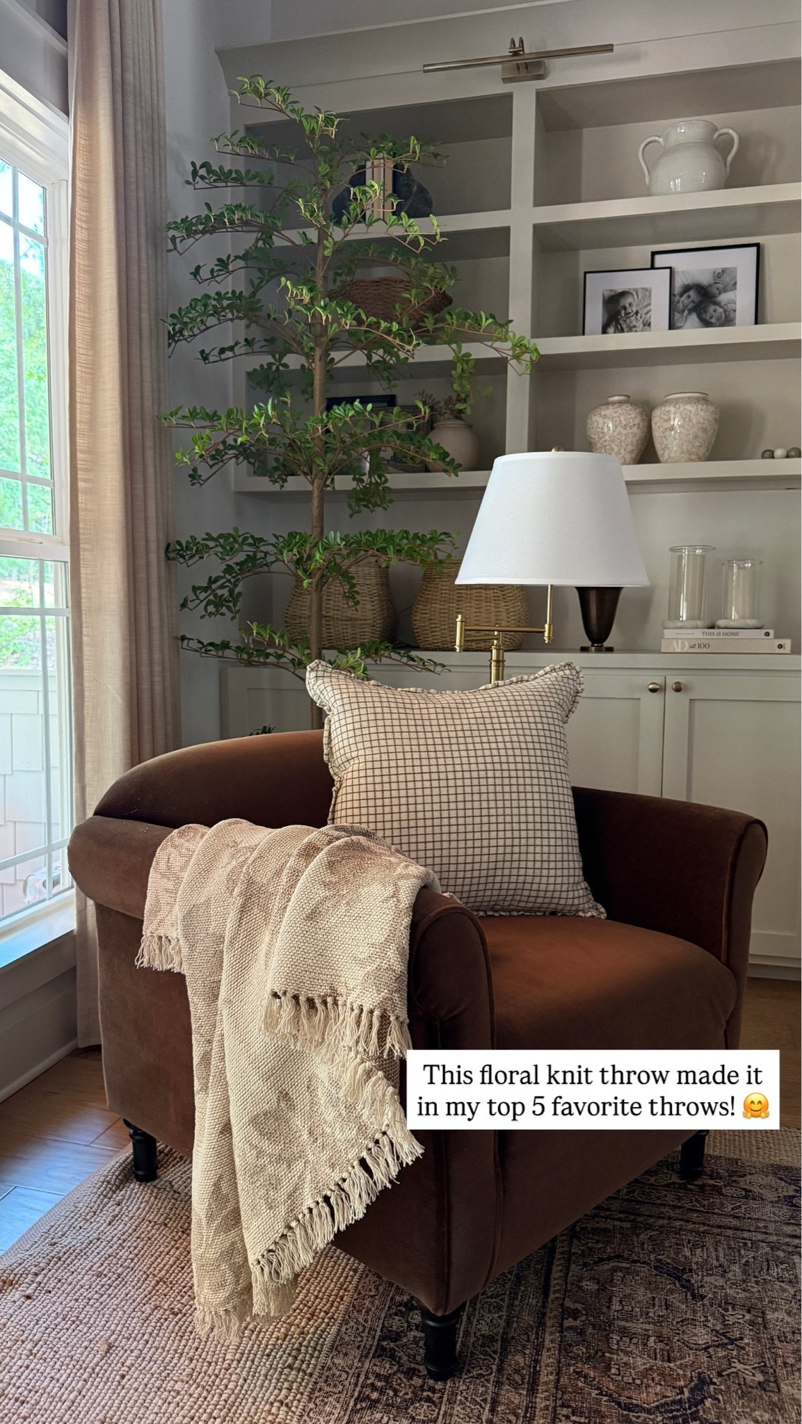 Love this little cozy corner of our living room! This grid pillow has been a favorite as well as this floral knit blanket! It’s definitely in my top 5 favorite throws and one of the best from @Target!